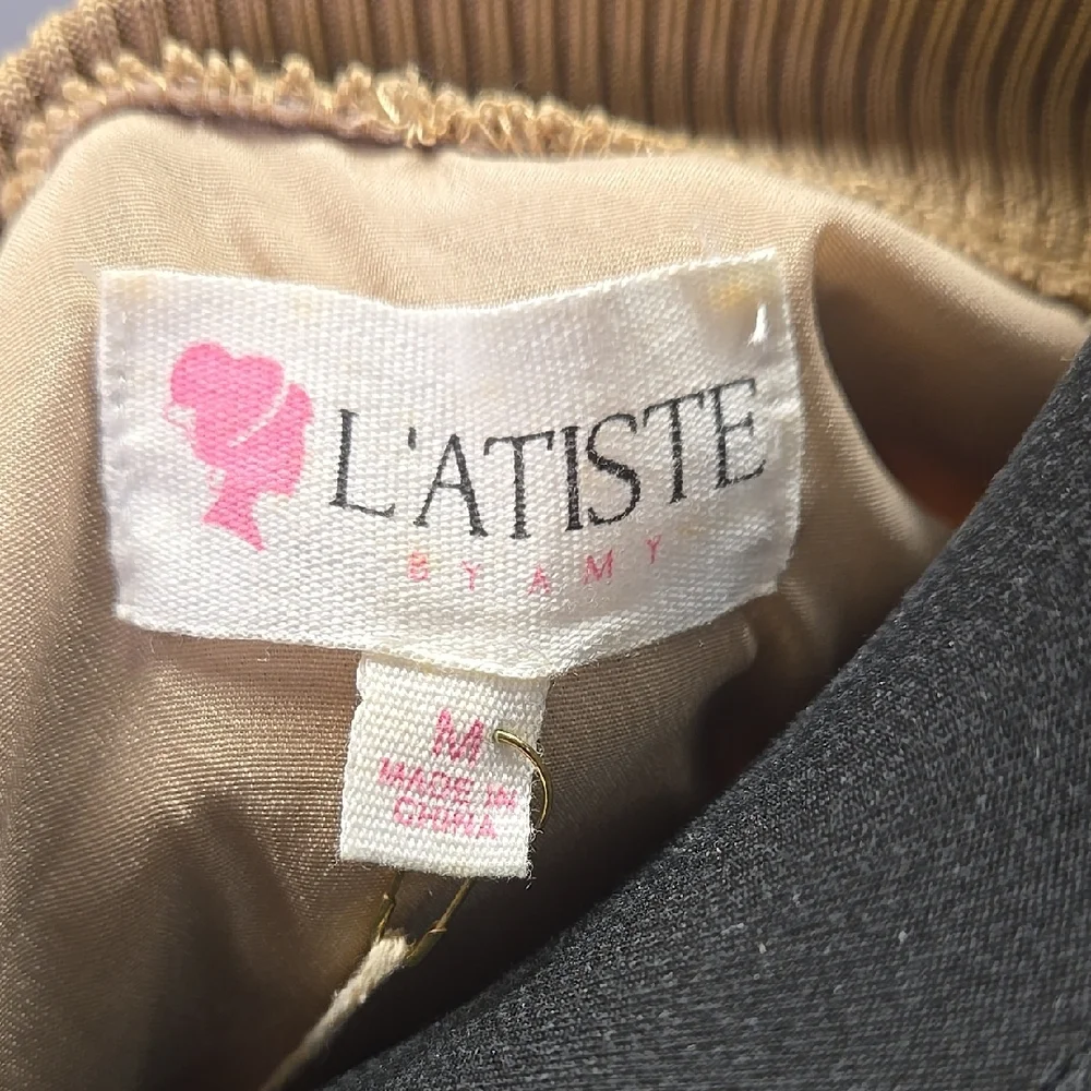 L'atiste Khaki Belted Dress with Pockets Utility or Safari Style Dress Size M - Picture 2 of 15